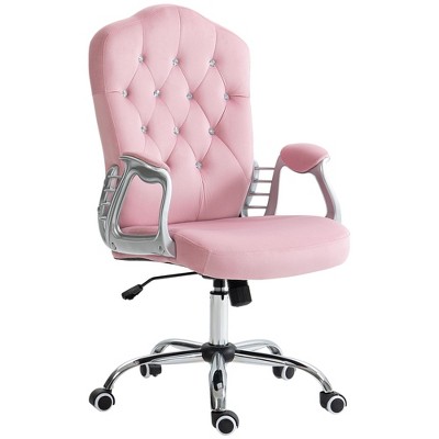 NicBex Velvet Adjustable Height Button Tufted Home Office Desk Chair with Padded Armrests and Wheels for Work Study Vanity