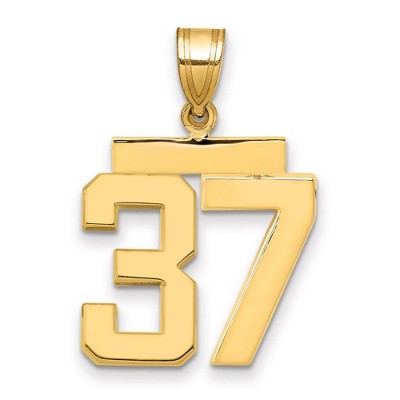 Black Bow Jewelry 14k Yellow Gold, Athletic Collection Medium Polished Number 37 Pendant
