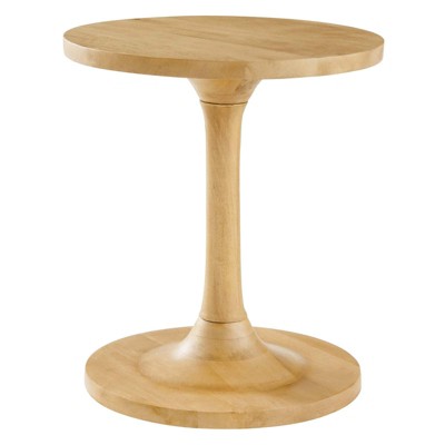 Lina 18" Round Oak Wood Pedestal Side Table