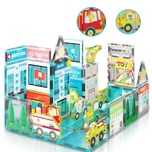 Picasso-TILES 50 PC Metro City Theme, Magnetic Tiles, Magnetic Building Blocks for Kids, Magnet for Kids 3+ - 1 of 4