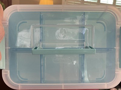 Sterilite Stack And Carry 3 Layer Handle Box And Tray, Plastic Small Storage  Container With Latch Lid, Organize Crafts, Clear With Blue Tray, 12-pack :  Target