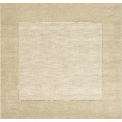 Hauteloom Bordered Solid Beige Wool Rug