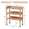 Homy Casa Outdoor Wooden Potting Bench with Metal Worktop and 2 Storage Shelves for Garden and Patio - 3 of 4