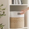 Aoibox Set of 4 Water Hyacinth Storage Cubes 13 x 13 x 13 Inch Woven Cotton Rope Baskets with Handles Brown - 4 of 4