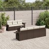 vidaXL 8 Piece Patio Sofa Set with Cushions - Brown and Cream - 2 of 4