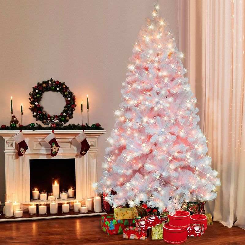 6.5ft Puleo Pre-Lit White Northern Fir Artificial Christmas Tree Clear Lights, 3 of 5