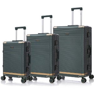 Coolife Luggage set PC+aluminum 20/24/28 inch three models set, stylish aluminum frame password lock luggage - 1 of 4