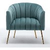 SEYNAR Modern Velvet Accent Chair,Round Upholstered Barrel Chair for Living Room - 3 of 4