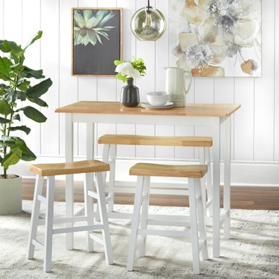 Natural and White Rubberwood 4-Piece Counter Height Dining Set