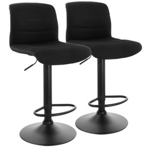 Elama 2 Piece Adjustable Fabric Bar Stool in Gray with Black Base - 1 of 4