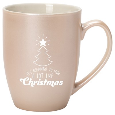 Elanze Designs It's Beginning To Look A Lot Like Christmas Precious Pearl 10 ounce New Bone China Coffee Cup Mug