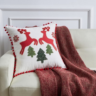 Christmas Holiday Embroidered Throw Pillow - Great Bay Home