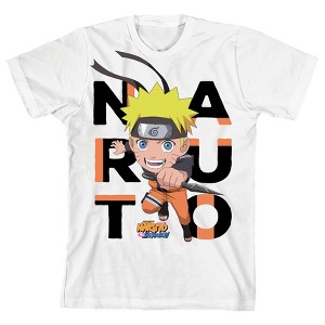 Naruto Shippuden Big Letters Title Logo Youth White Graphic Tee - 1 of 2