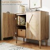 Buffet Cabinet with Storage, Sideboard with 2 Woven Rattan Doors, Adjustable Shelves & Sturdy Wood Feet - 4 of 4