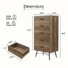 CAVINAS Bedroom Dresser with 4/5/6 Drawer,Dressers & Chest of Drawers with Metal Legs for Closet,Living Room,Hallway,Brown - 3 of 4