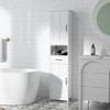 kleankin Slim Bathroom Storage Cabinet, Tall Bathroom Cabinet, Linen Tower with Open Shelf, Drawer, Recessed Doors, and Adjustable Shelves, White - 2 of 4