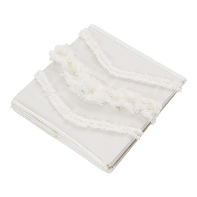 Ivory Boho Fringe Foldable Fabric Storage Cubes Set of 2