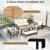 5-Piece Outdoor Patio Iron Conversation Sofa Set with Coffee Table and Bench - 3 of 4