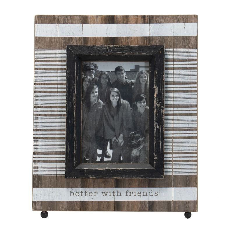 Multicolor Striped 4 x 6 Inch Sentiment Wood Decorative Picture Frame - Foreside Home & Garden, 1 of 9