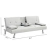 FONTOI Sofa Bed, Sofa Bed with Armrest and Two Holders, Upholstered Couch with Legs for Home living Room, White, 66.1"*28.3"*31.7" - 2 of 4