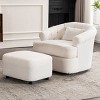 Barrel Chair with Ottoman,Swivel Tufted Accent Armchair,Teddy Comfy Lounge Seat for Bedroom or Living Room-Baofuwish - 2 of 4