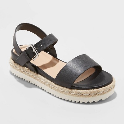 target black strap sandals