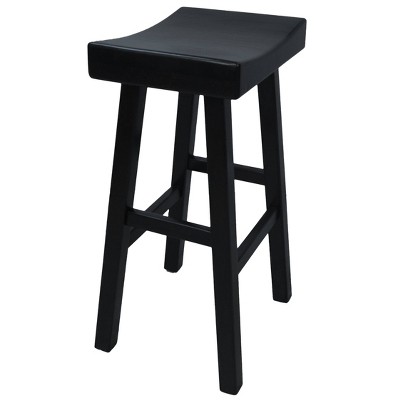 Black Wood 30" Saddle Style Backless Bar Stool