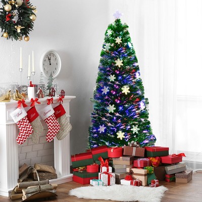 5-Foot Green Fiber Optic Artificial Christmas Tree with Multicolor LED Lights