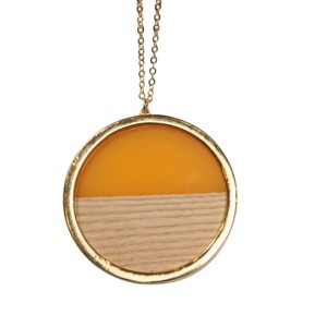 Enamel and Wood Circle Necklace Zinc Alloy - 1 of 3