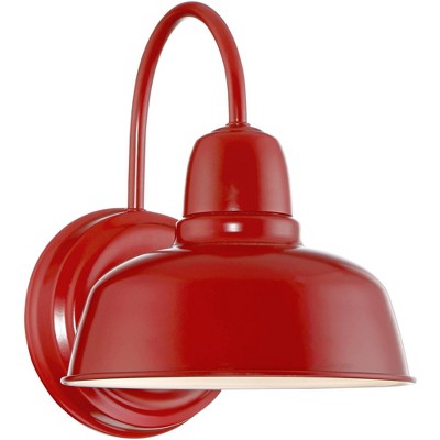 John Timberland Farmhouse Outdoor Wall Light Fixture Urban Barn Red Steel Gooseneck 11 1/4" for Exterior House Porch Patio