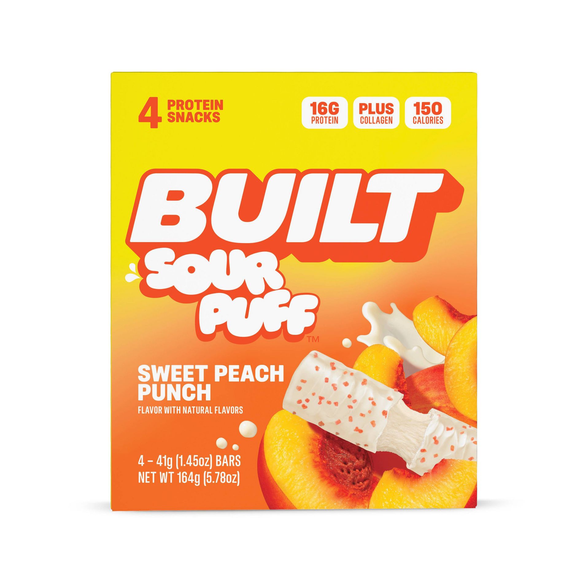 Built Bar Sweet Peach Punch Sour Protein Bars - 16g Protein - 1.45oz/4ct