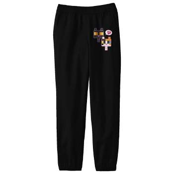 Minecraft Two Block Kittens Youth Black Graphic Sweatpants