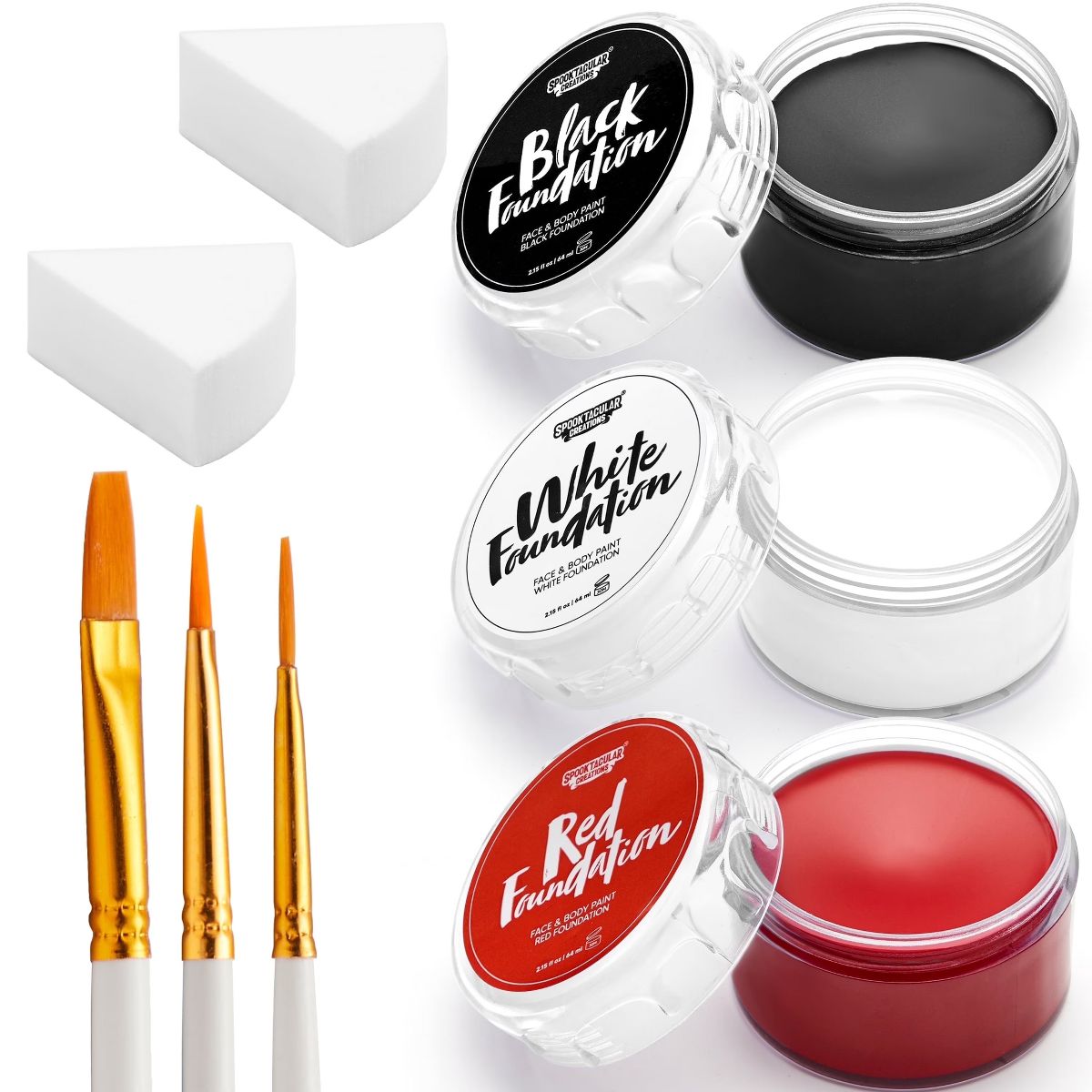 Joyfy 8PCS SFX Zombie Makeup Kit, Black White Red Face Body Paint Palette with Brushes for Halloween Makeup Cosplay Vampire Skeleton Clown Body Paint