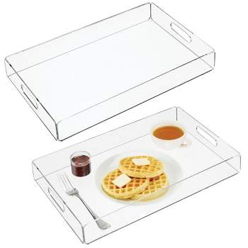 mDesign Acrylic Rectangular Serving Tray with Handles