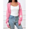 Women's Cropped Cardigan Sweater Floral Shrugs Long Sleeve Open Front Knit Top - 2 of 4