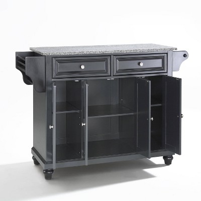 Cambridge Black Kitchen Island with Granite Top and Storage