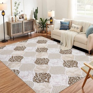 Area Rug with Ultra-Thin Soft Pile, Machine Washable Non-Slip Carpet with Durable Rubble Backing, Large Rug for Living Room & Bedroom - 1 of 4