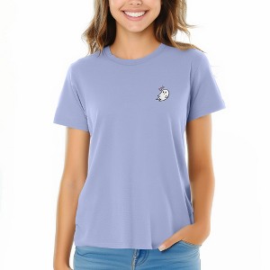 DALIX Heartly Ghost Embroidered Soft Cotton Short Sleeve T Shirt Womens - 1 of 4
