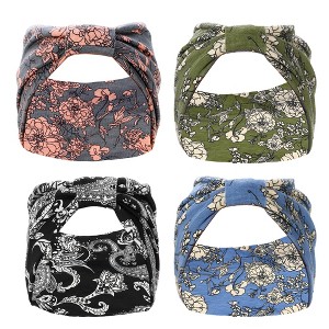 Unique Bargains Women's Yoga Hair Scarfs Bohemia Head Wraps 5.31" Wide Multicolour 4 Pcs - 1 of 4