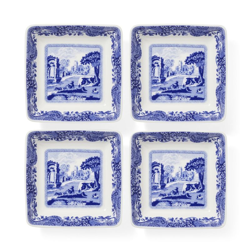 Spode Blue Italian Square Dishes Set of 4, 2 of 8
