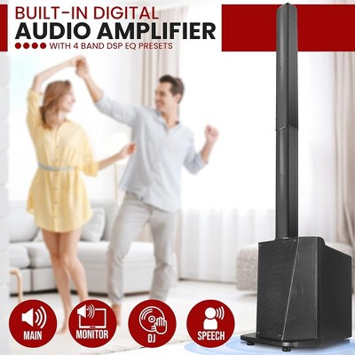 Black 1600W Wireless Column Speaker with 10" Subwoofer