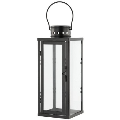 Lorient Black Metal and Glass Hanging Candle Lantern Set