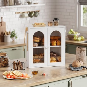 MOEPISY Corner Bread Box for Kitchen Countertop, 2 Tier Bamboo Bread Storage Container for Homemade Bread White - 1 of 4