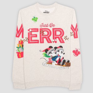 Adult Mickey Mouse & Friends Holiday Family Matching Fleece Sweatshirt - Oatmeal - 1 of 4