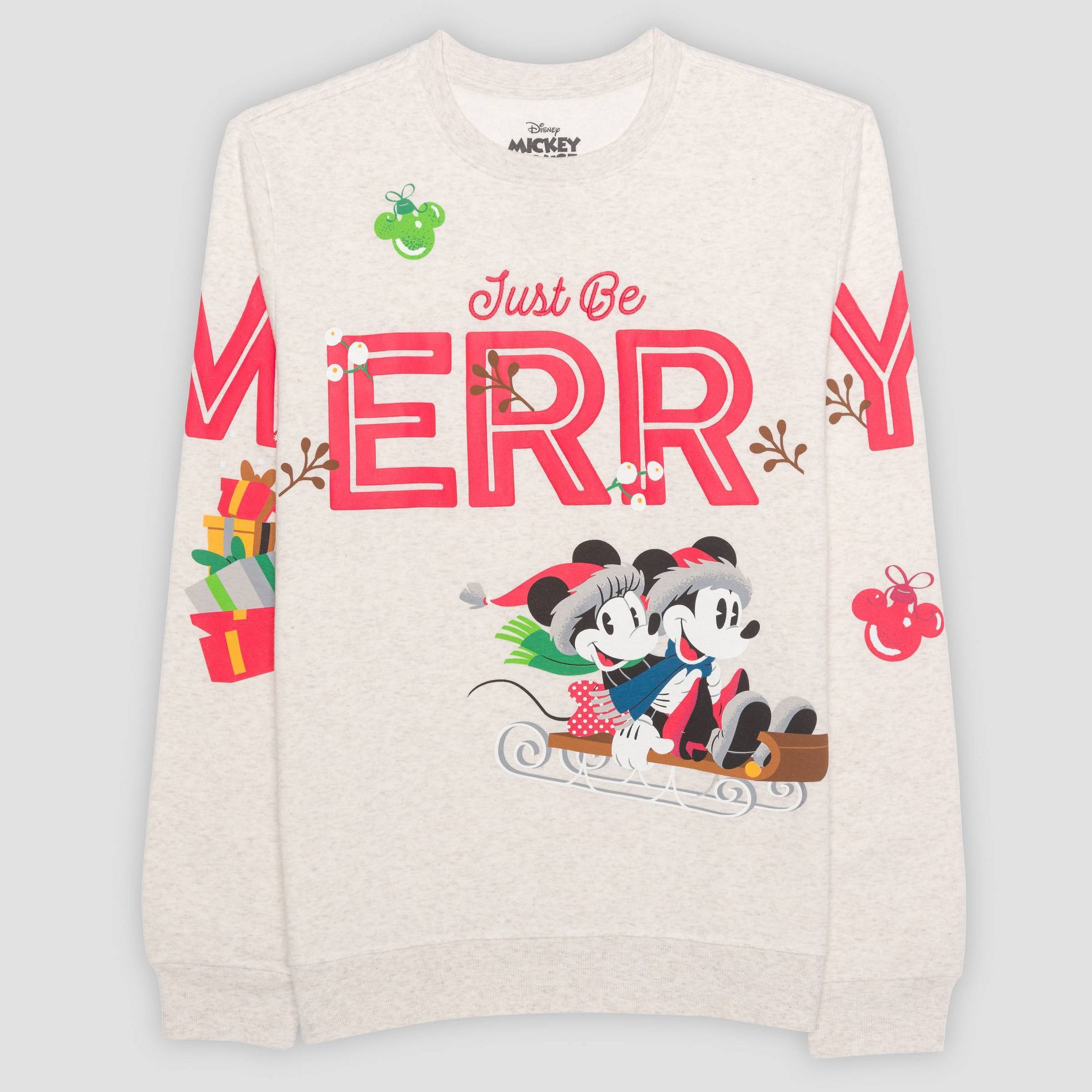 Adult Mickey Mouse & Friends Holiday Family Matching Fleece Sweatshirt - Oatmeal