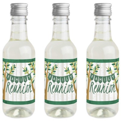 Big Dot of Happiness Family Tree Reunion - Mini Wine & Champagne Bottle Label Stickers - Family Gathering Party Favor Gift for Women & Men - Set of 16