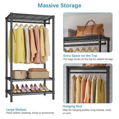 Black 3-Tier Wire Freestanding Closet System