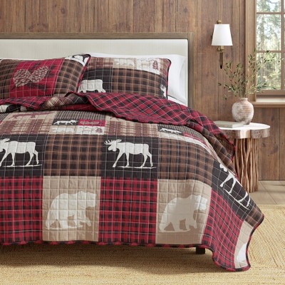Rustic Woodland Printed Reversible Quilt Set - Great Bay Home