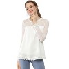 INSPIRE CHIC Women's Elegant Lace Sleeve Scalloped Trim Summer Casual Chiffon Blouse - 3 of 4