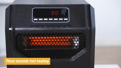 VOLTORB Black Portable Electric Space Heater with LED Display and Remote Control